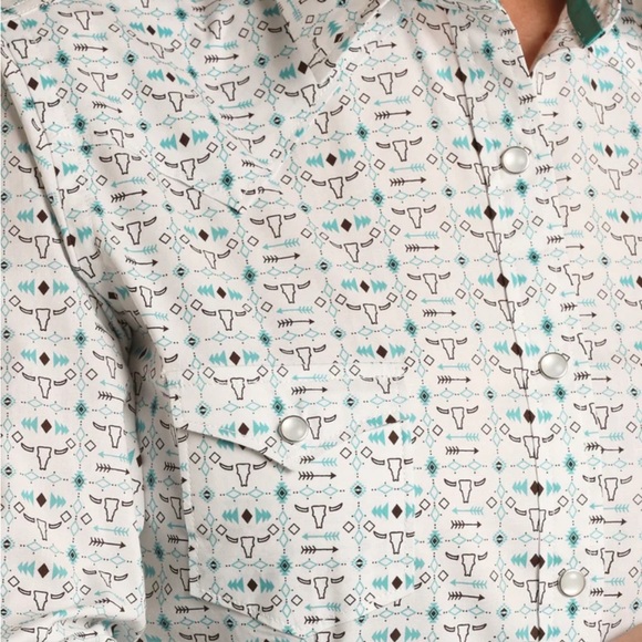 Panhandle Women's White Patterned Button-Up Shirt - Picture 2 of 7